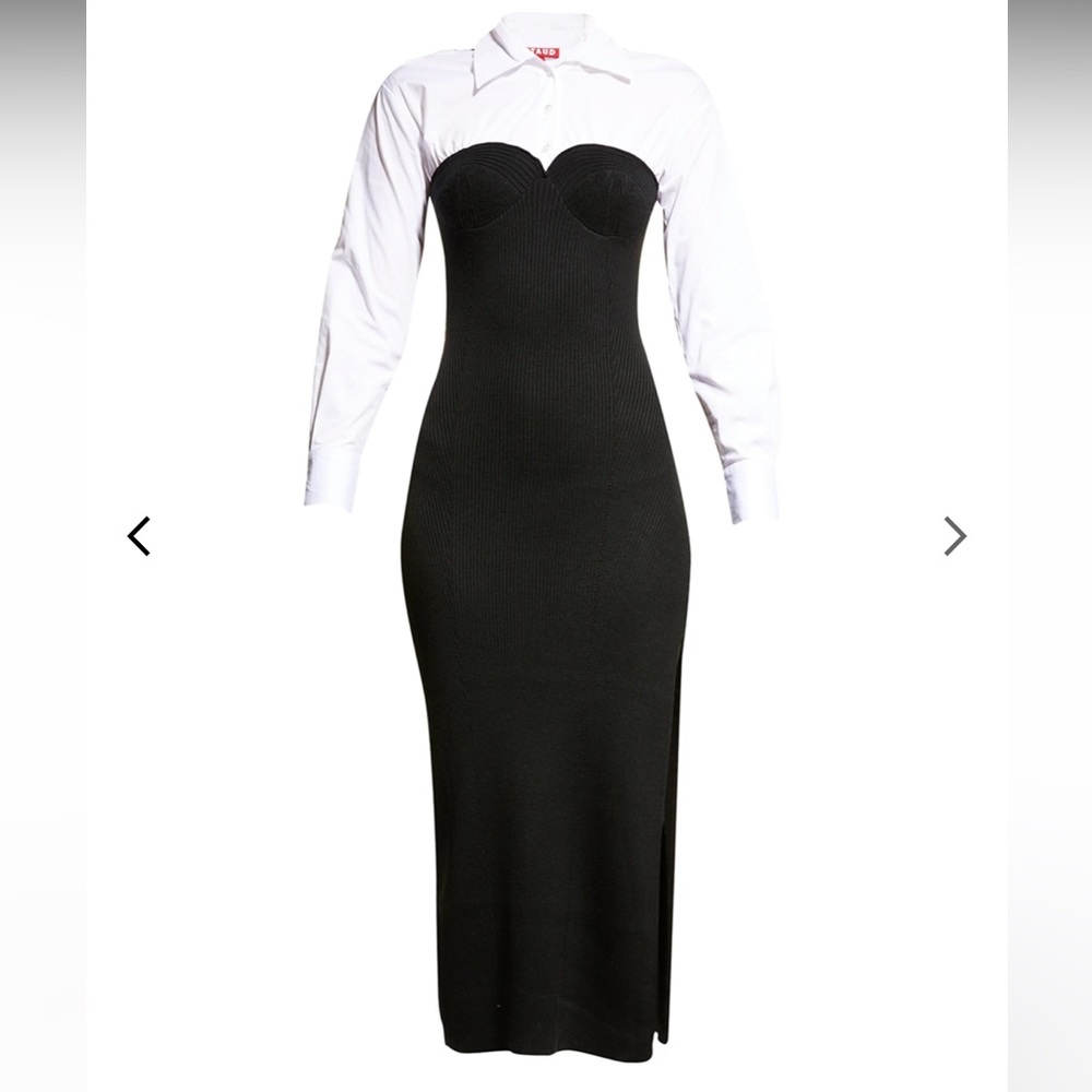 Staud Hazel Combo Slit Midi Dress S